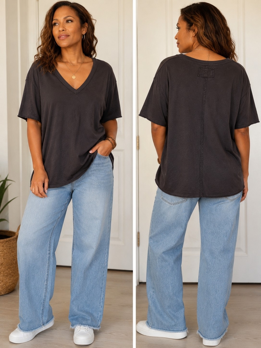 Free People Black Oversized V-Neck Tee
Size XS | NWT | Retail $38